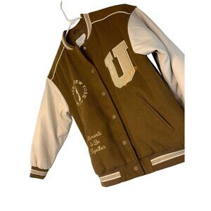 Varsity Jacket Brooklyn New York City Girl Youth Sz 10 RP10502 GUC Brown